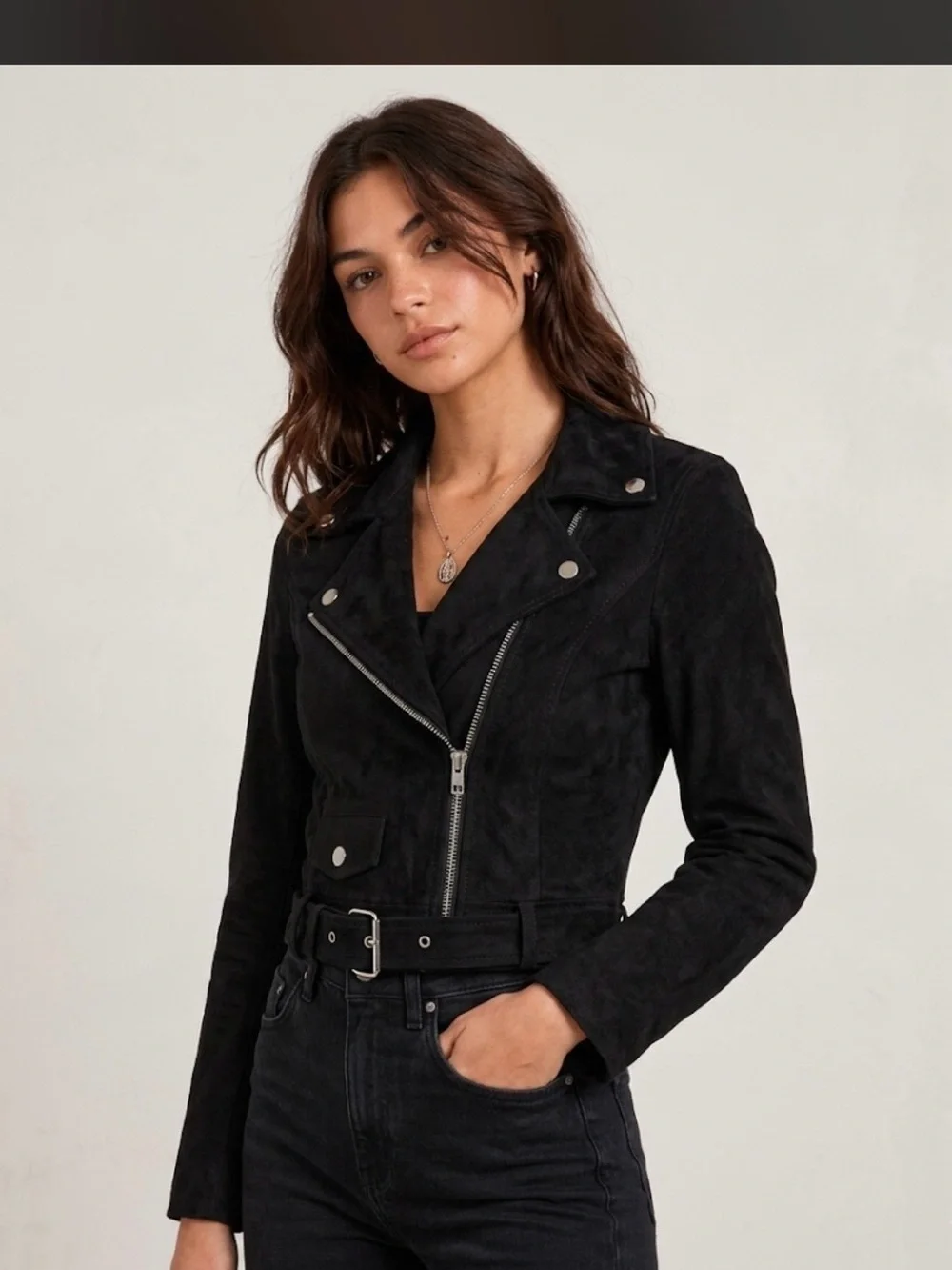 Talula Black Suede Moto Jacket for Aritzia